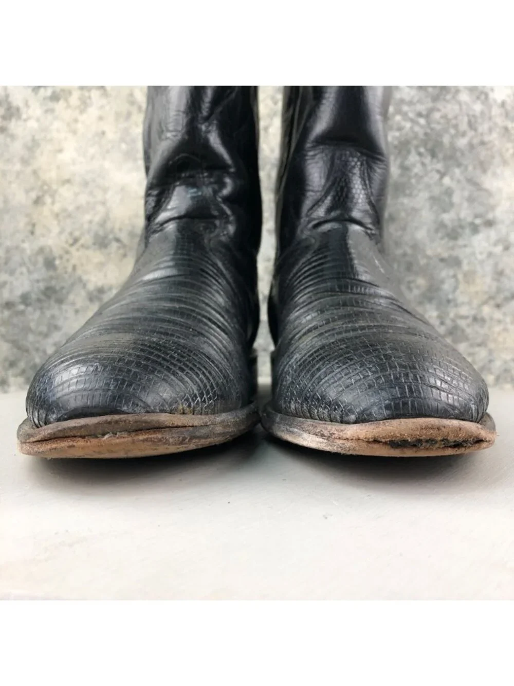Justin Boots Men's Size 13B Exotic Roper Black Lizard Leather #3112 Boots FAIR